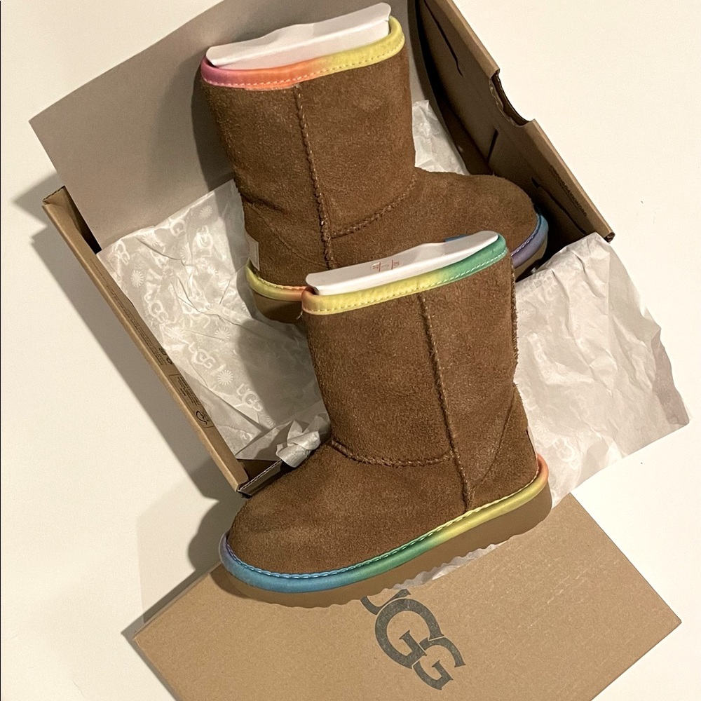UGG Classic Short II with contrast rainbow piping